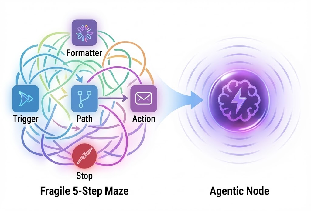 Fragile 5-Step Maze to Agentic Node comparison