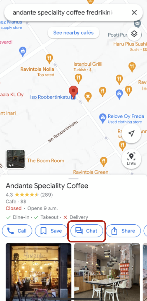 Near Me Messaging integrates Google Business Messages with the chat button on your Google Maps Profile.