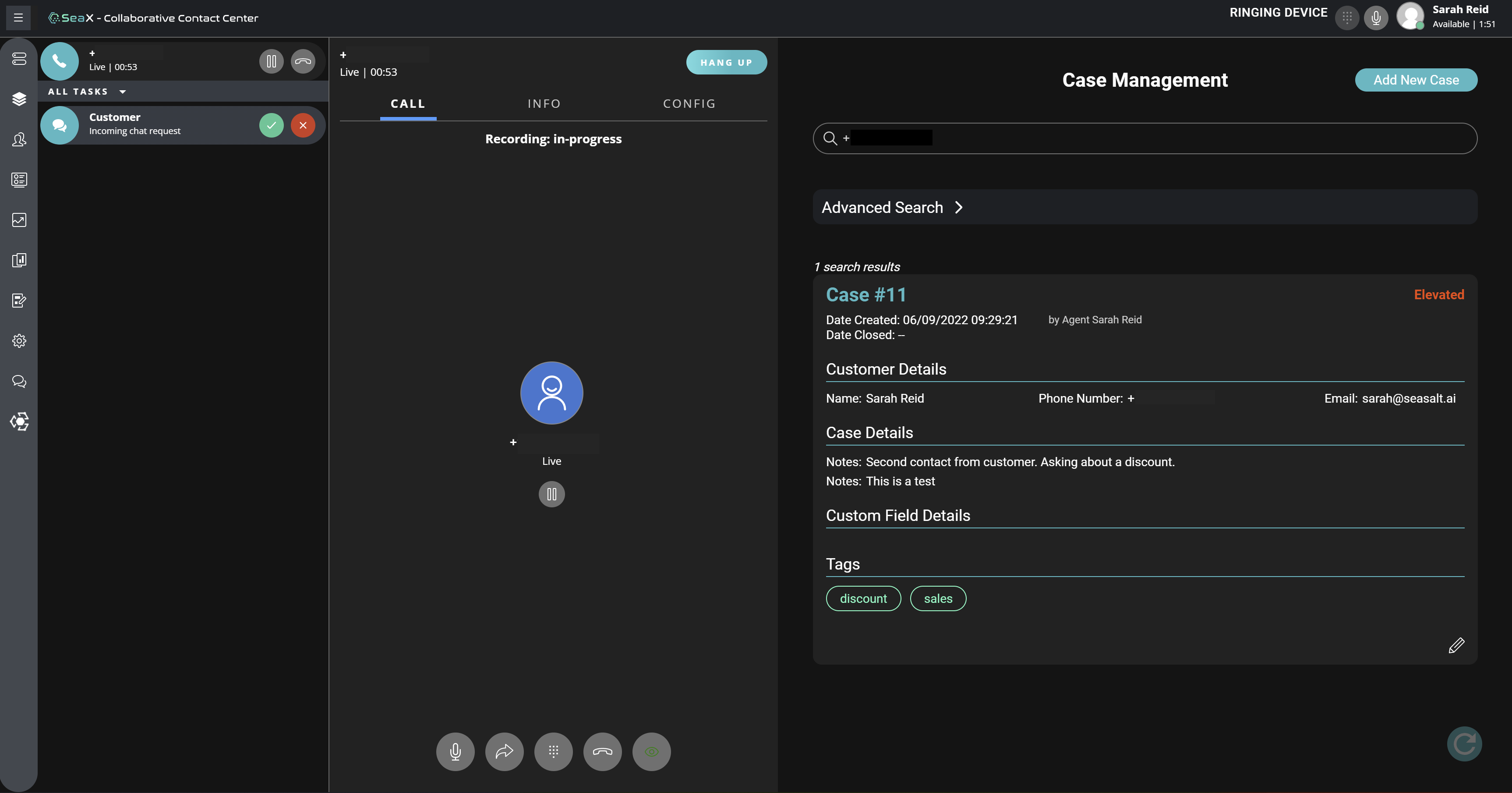 SeaX serves all calls and messages in one interface, as well as providing access to integrated systems like case management.