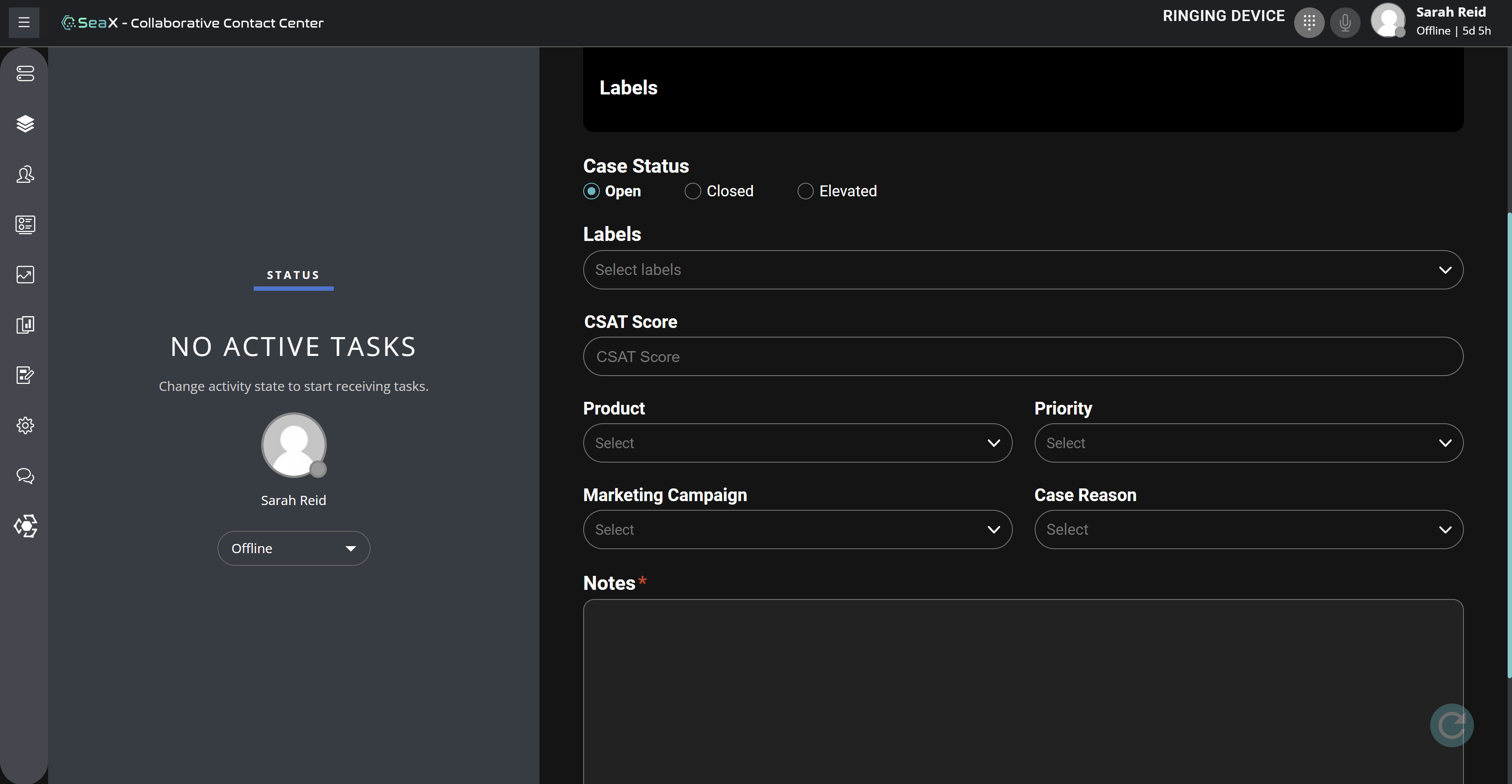 First look at the SeaX Case Management interface.