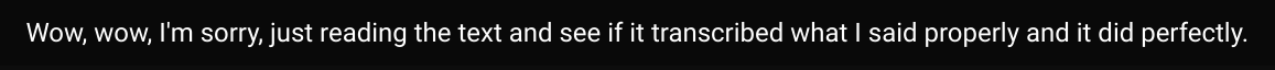 A SeaVoice user comments on the transcription accuracy.