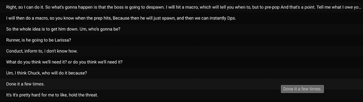 Example of complex discussion during an MMO raid.