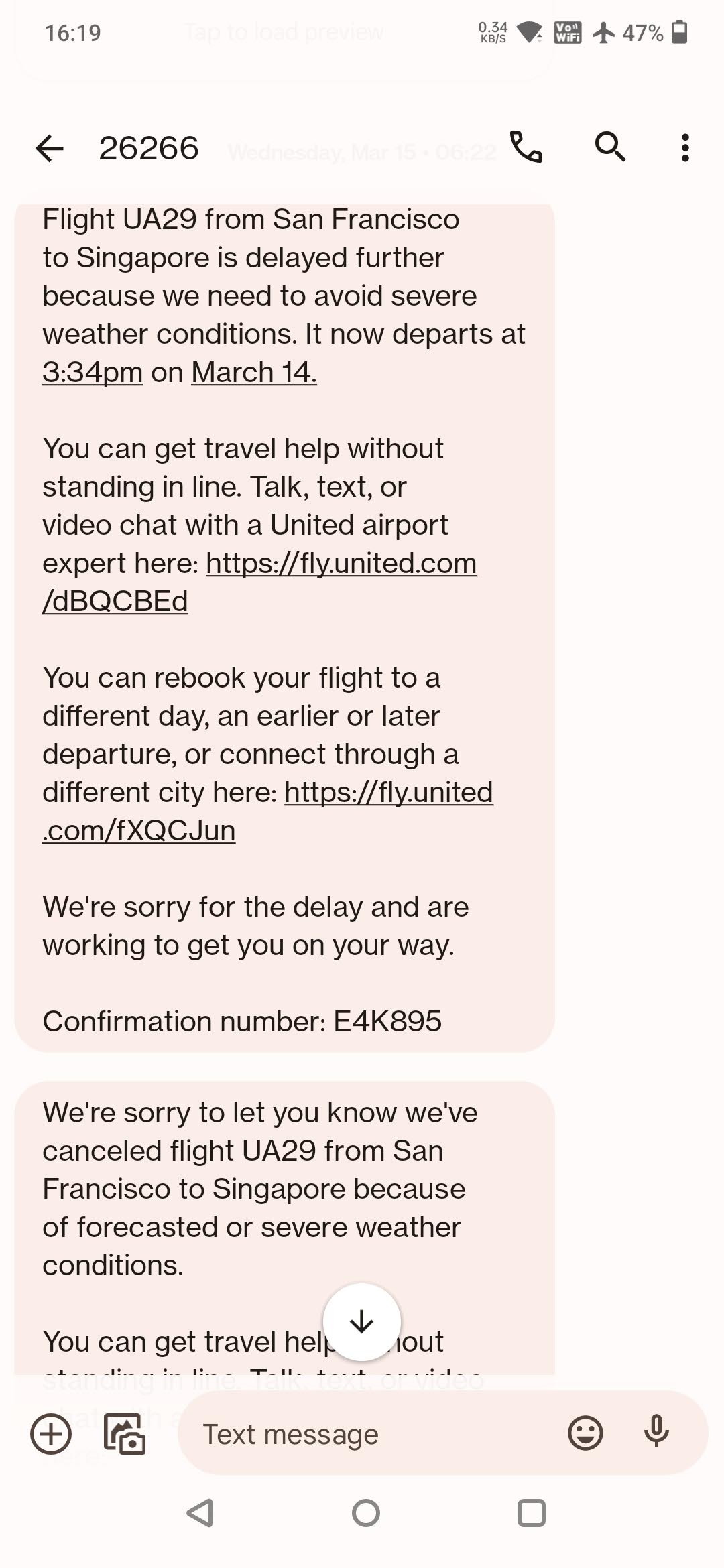 United text message support - 1