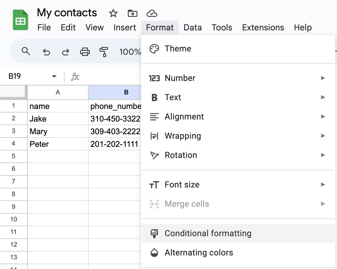 Check blank cells in your bulk SMS contact spreadsheet