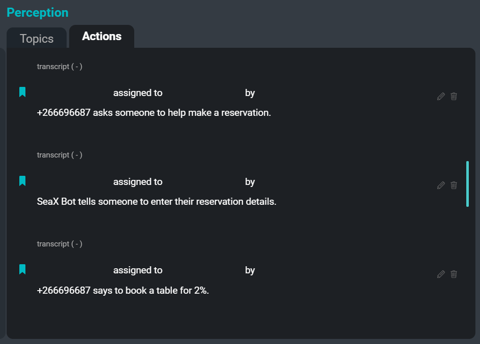 SeaMeet's action extraction engine creates short abstractive summaries of action items extracted from meeting transcriptions